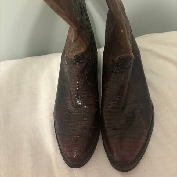 Men\'s Cowboy Boots Brown Lizard Leather Pointed Toe Western Size: 8.5 main image 11
